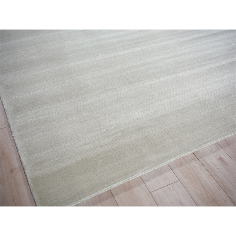 Pavia Modern Handloomed Silky Nylon Light Silver 4'x6' Area Rug