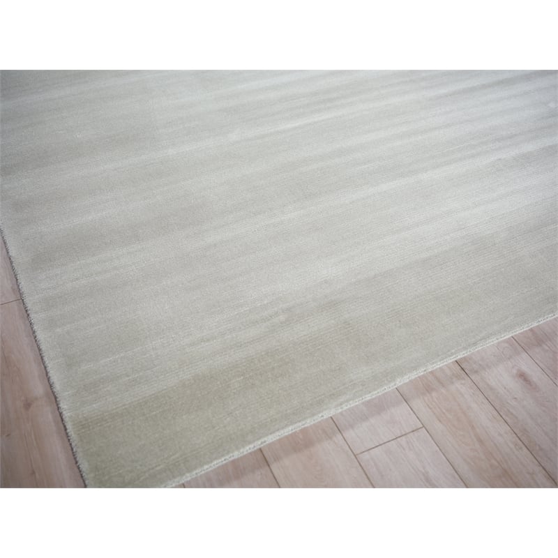 Pavia Modern Handloomed Silky Nylon Light Silver 8'x10' Area Rug