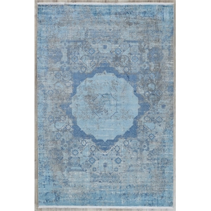 Palace Power Loom Acrylic/Viscose Ivory/Blue 6'5&quotx9'10&quot Area Rug
