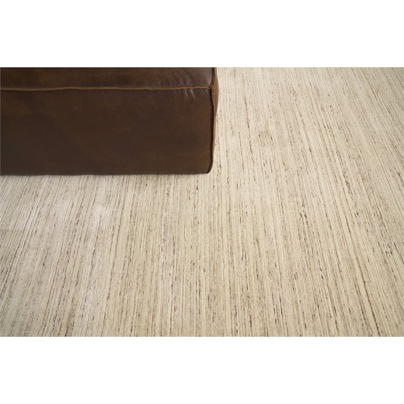 Palazzo Handloomed Wool/Bamboo Silk Light Gray/Beige 12'x15' Area Rug