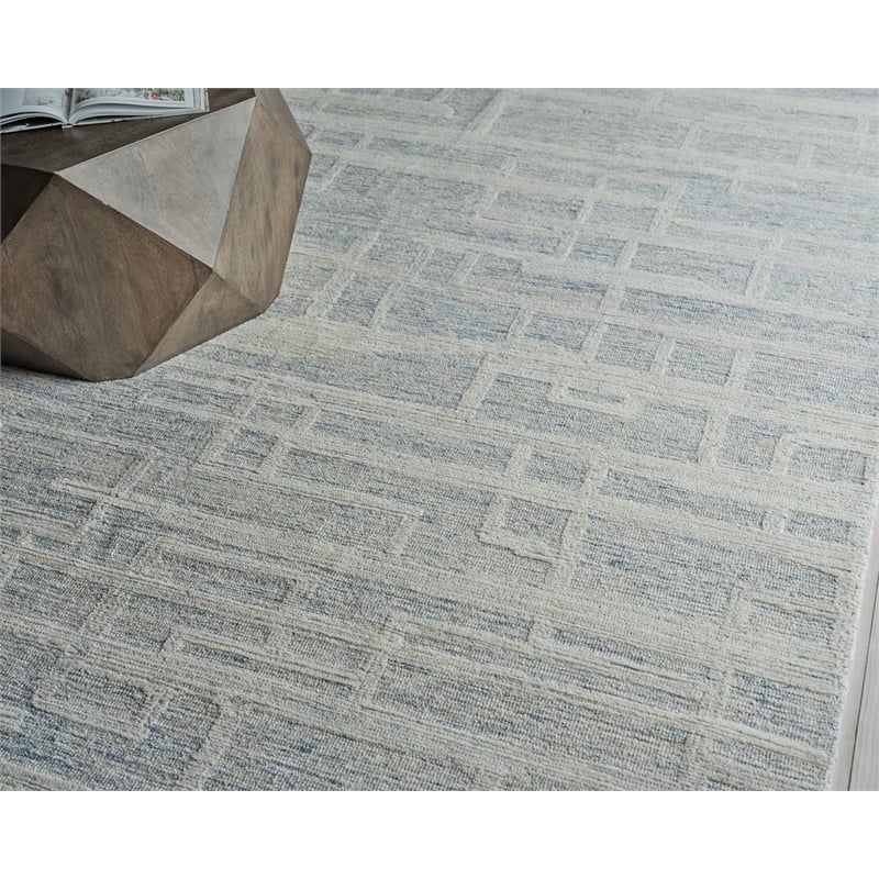 Park City Hand-Tufted New Zealand Wool Blue/Ivory 9'x12' Area Rug