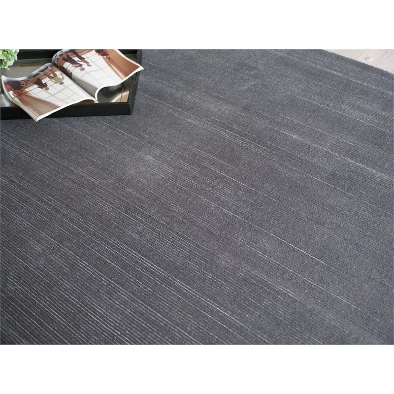 Pavia Modern Handloomed Silky Nylon Gray 12'x18' Area Rug