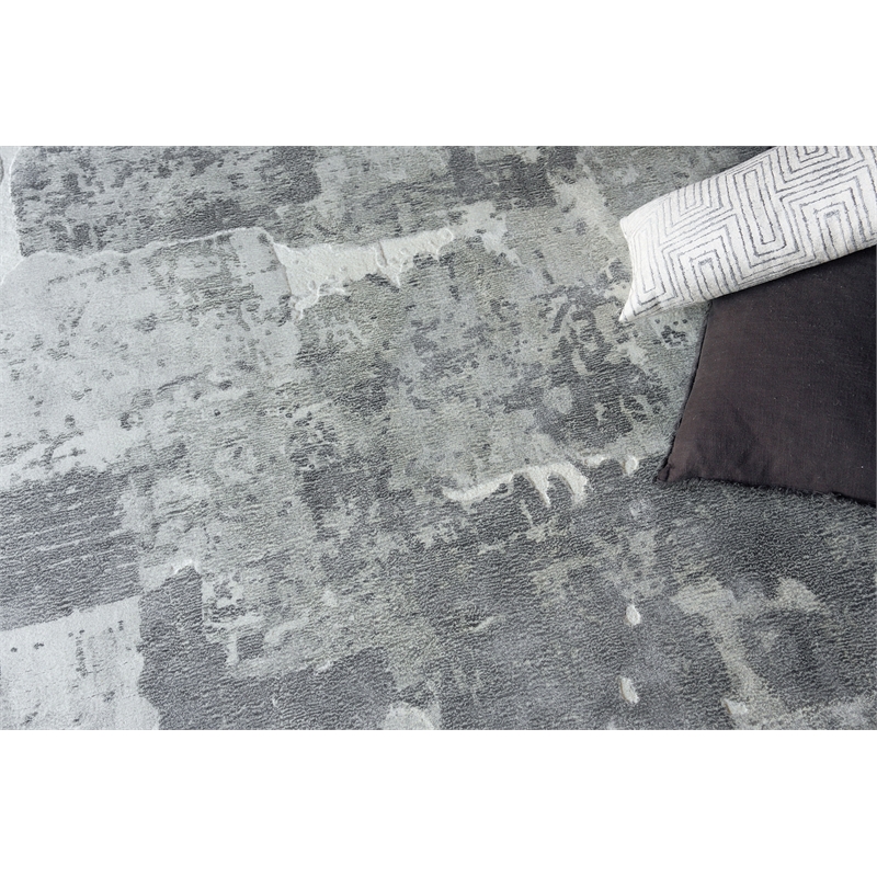 Papyrus Handloomed Wool/Bamboo Silk Gray 9'x12' Area Rug
