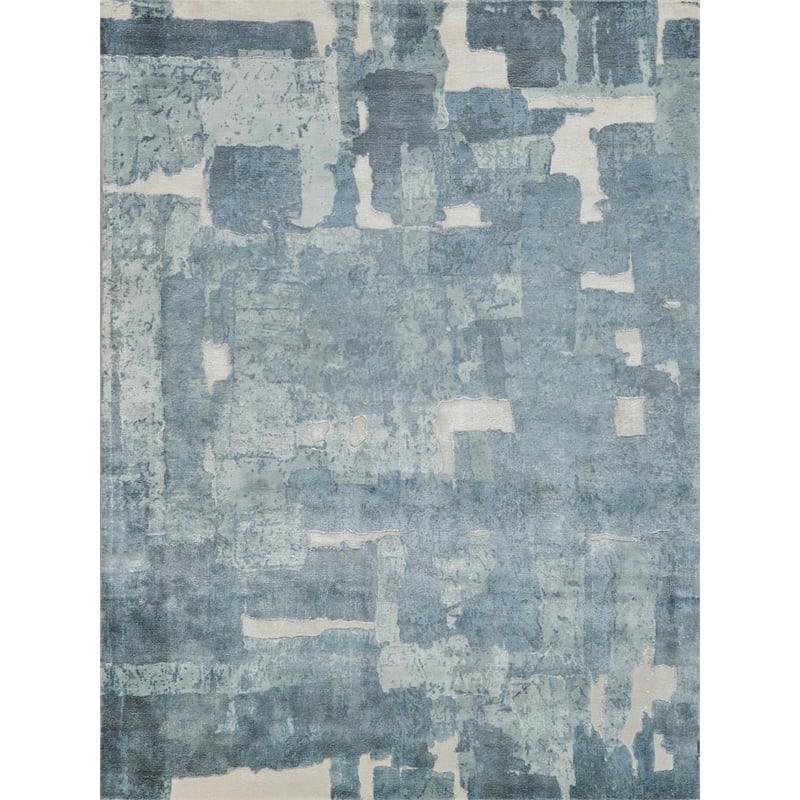 Papyrus Handloomed Wool/Bamboo Silk Blue 12'x15' Area Rug