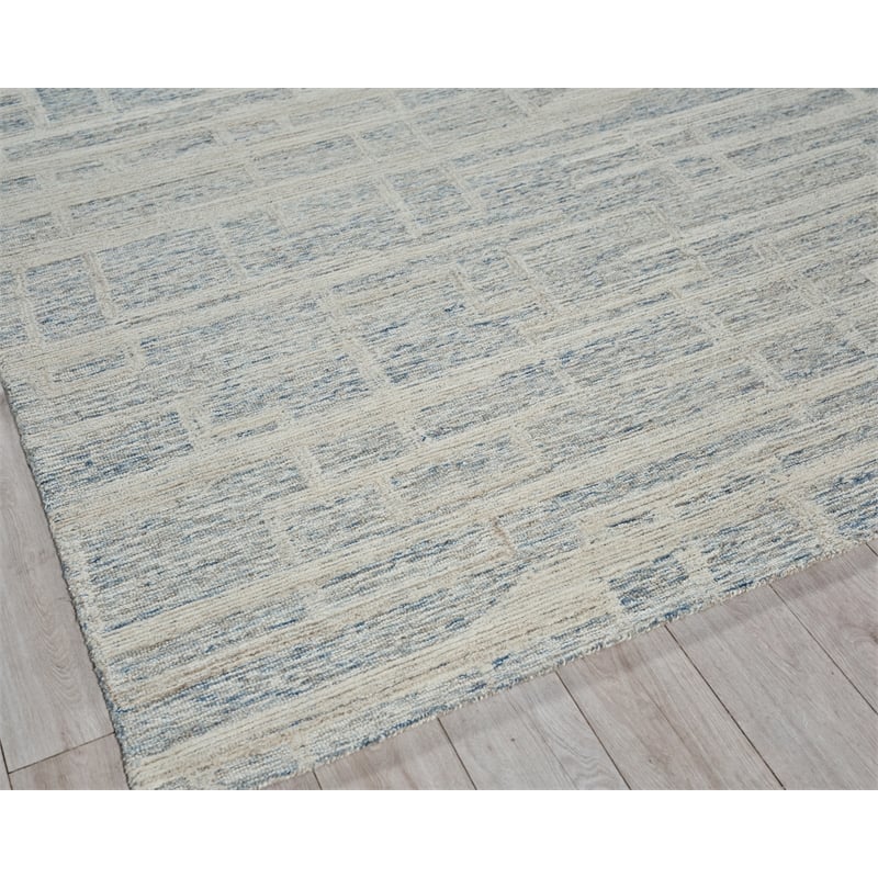Park City Hand-Tufted New Zealand Wool Blue/Ivory 5'x8' Area Rug