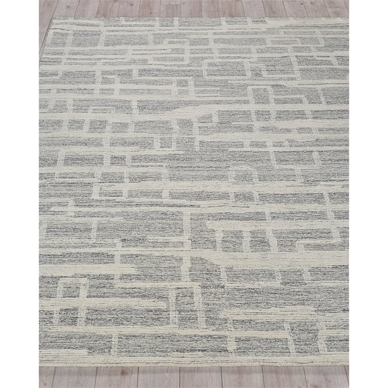 Park City Hand-Tufted New Zealand Wool Gray/Ivory 6'x9' Area Rug