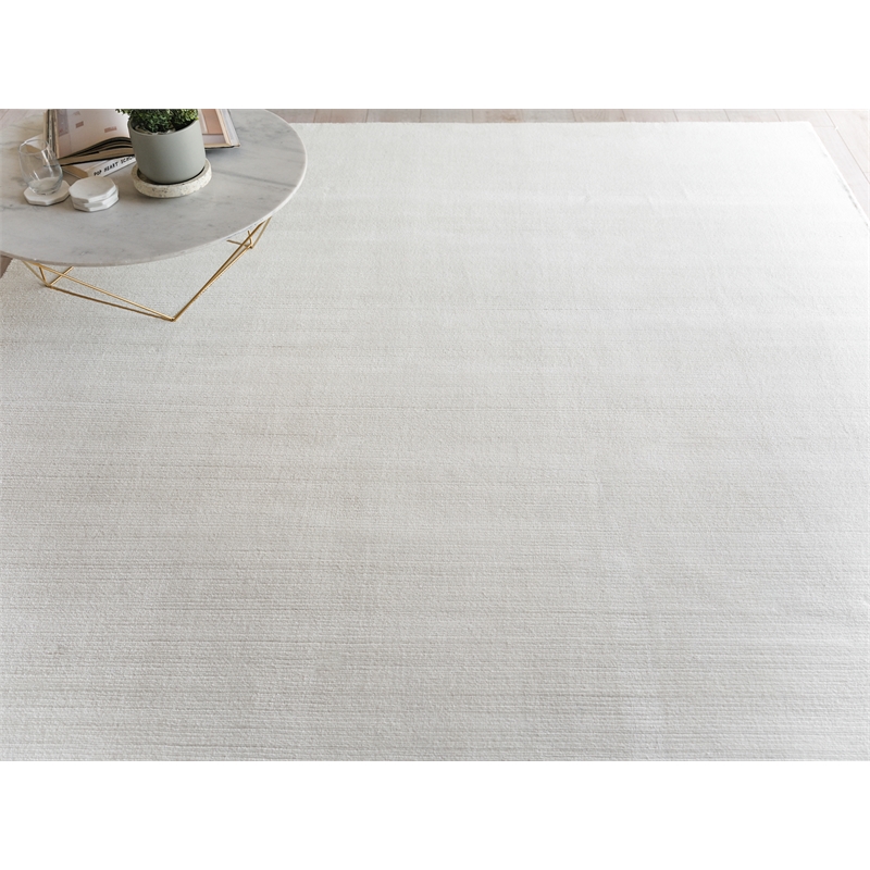 Pavia Modern Handloomed Silky Nylon White 2'x3' Area Rug