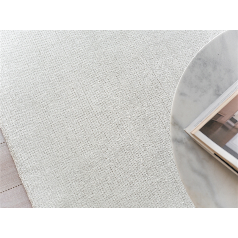 Pavia Modern Handloomed Silky Nylon White 4'x6' Area Rug