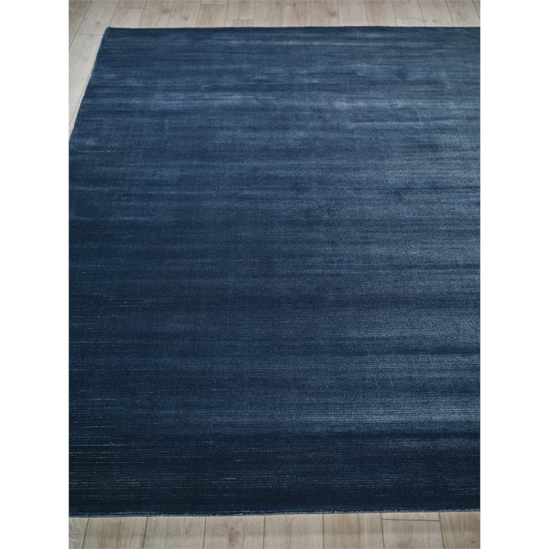 Pavia Modern Handloomed Silky Nylon Navy 10'x14' Area Rug