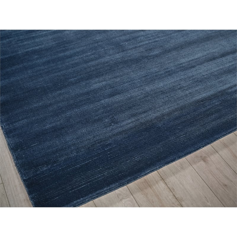 Pavia Modern Handloomed Silky Nylon Navy 12'x18' Area Rug