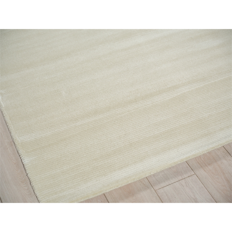 Pavia Modern Handloomed Silky Nylon Beige 2'x3' Area Rug