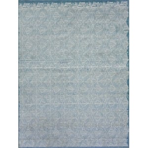 Pavilion Flatweave Wool/Polyester Blue/Silver 5'x8' Area Rug