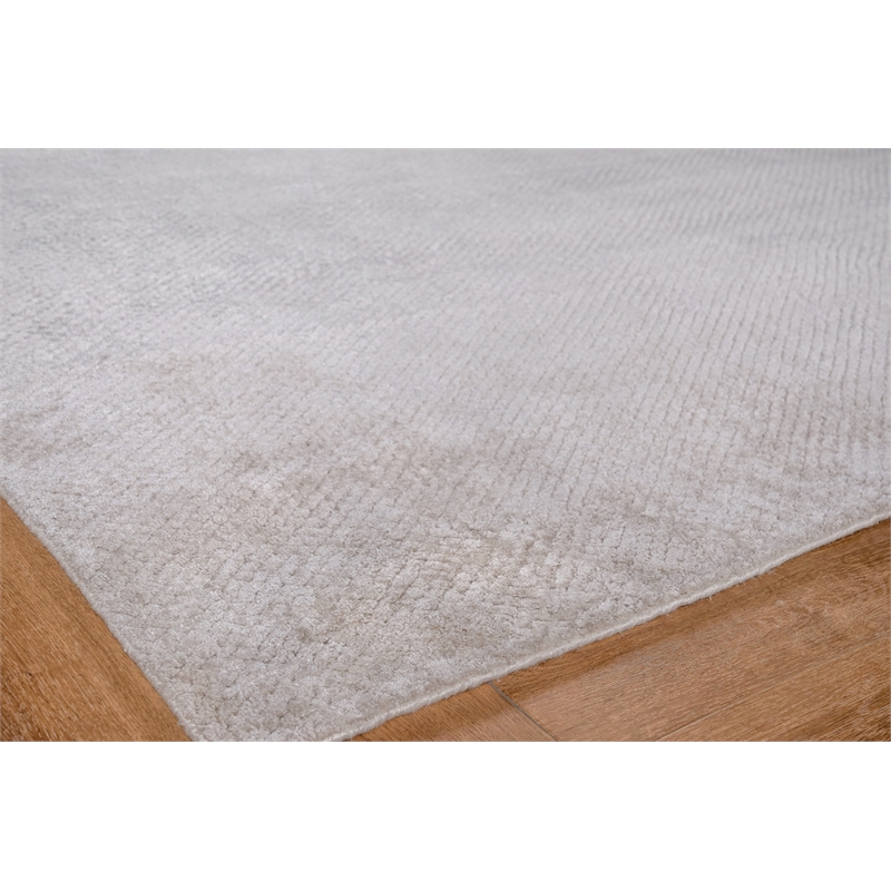 Pearl Handloomed Bamboo Silk Silver 12'x15' Area Rug