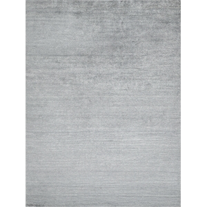 Plush Hand-Knotted Bamboo Silk/Wool Dark Silver 8'x10' Area Rug