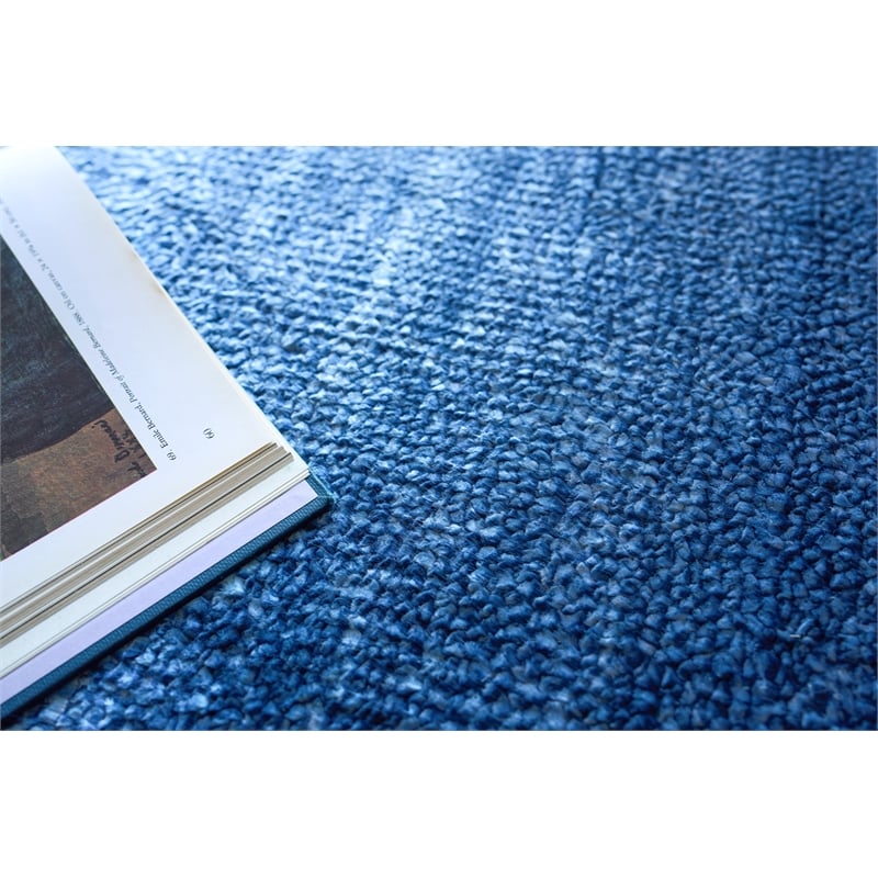 Plush Hand-Knotted Bamboo Silk/Wool Navy 8'x10' Area Rug