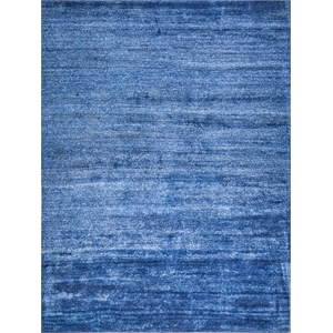 Plush Hand-Knotted Bamboo Silk/Wool Navy 8'x10' Area Rug