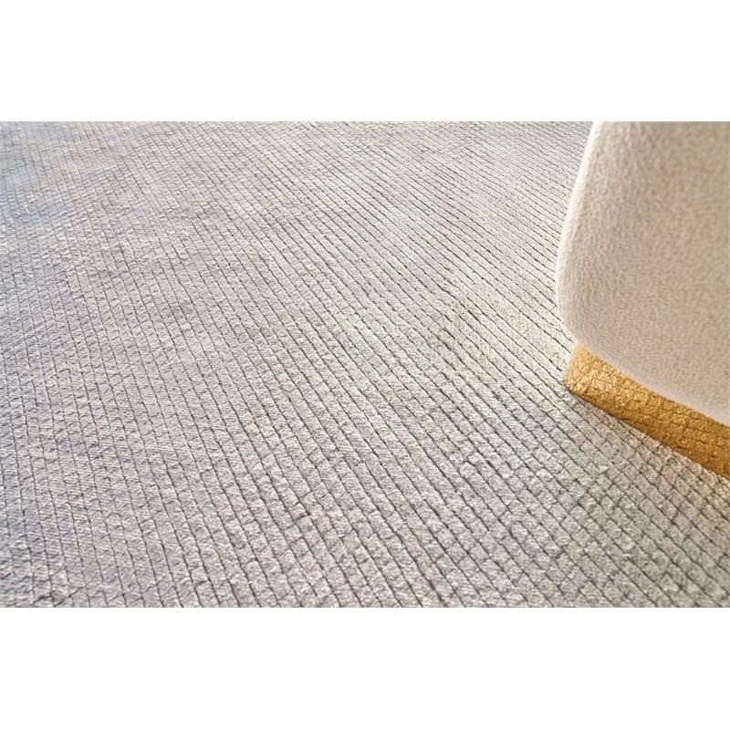 Pearl Handloomed Bamboo Silk Silver 9'x12' Area Rug