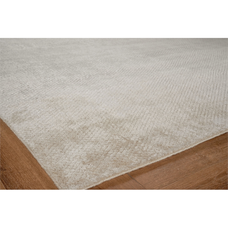 Pearl Handloomed Bamboo Silk Beige 2'x3' Area Rug
