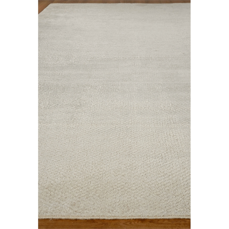 Pearl Handloomed Bamboo Silk Beige 2'x3' Area Rug