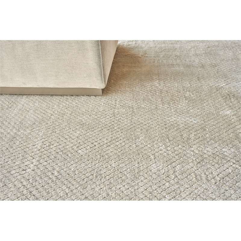 Pearl Handloomed Bamboo Silk Beige 2'x3' Area Rug