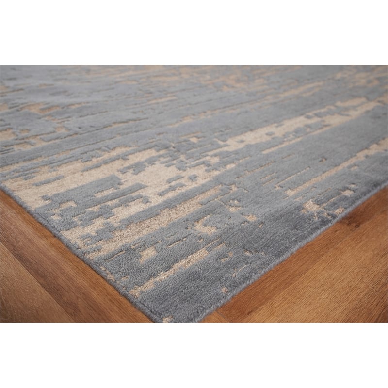 Platinum Hand-Knotted Wool/Nettle Gray/Beige 8'x10' Area Rug