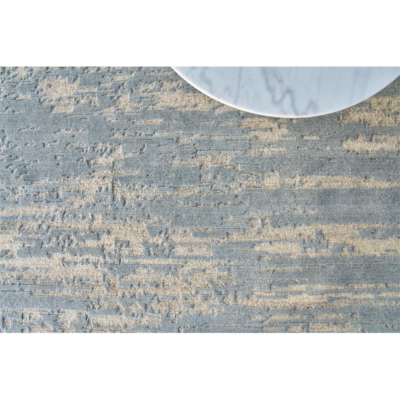 Platinum Hand-Knotted Wool/Nettle Gray/Beige 8'x10' Area Rug
