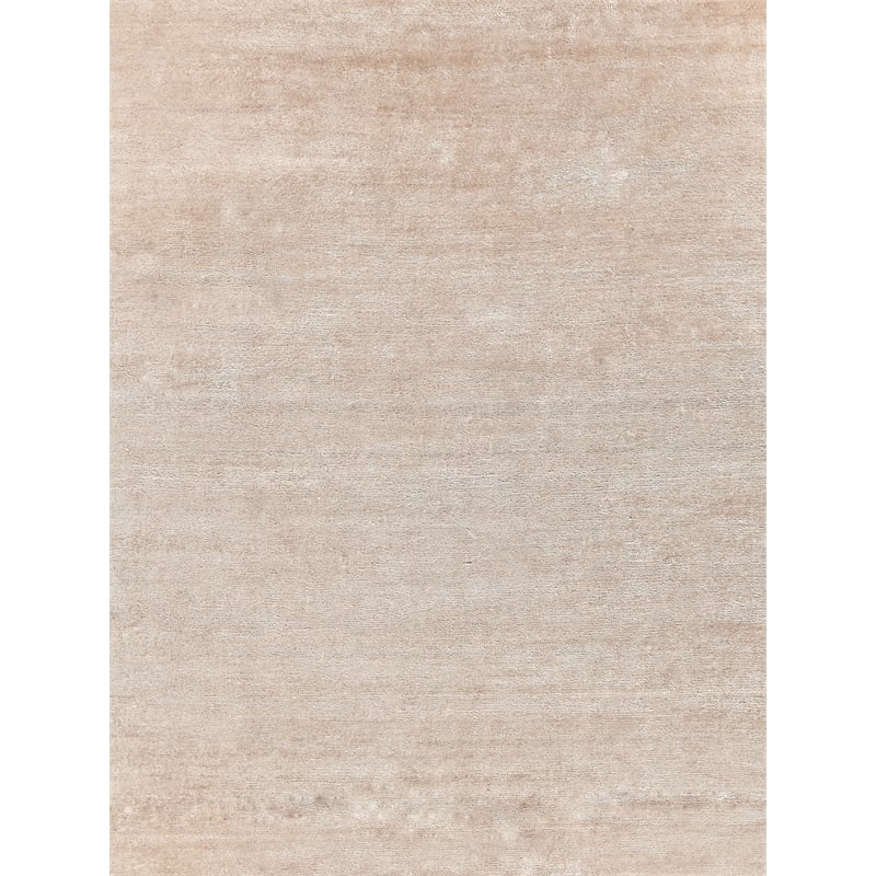 Plush Hand-Knotted Bamboo Silk/Mohair Light Beige 12'x15' Area Rug