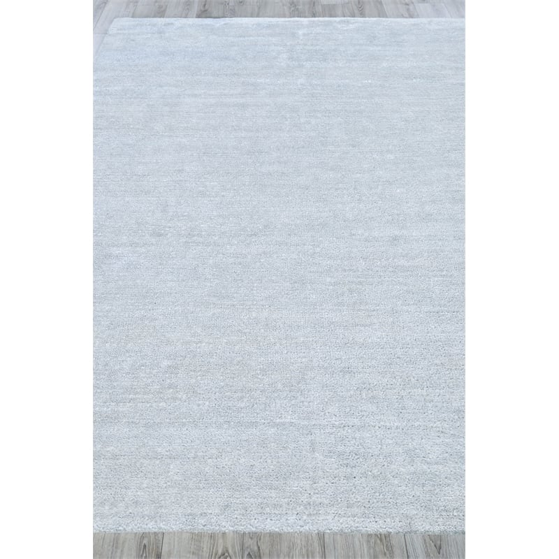 Plush Hand-Knotted Bamboo Silk/Mohair Chrome 10'x14' Area Rug