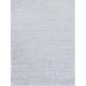 Plush Hand-Knotted Bamboo Silk/Mohair Chrome 2'x3' Area Rug