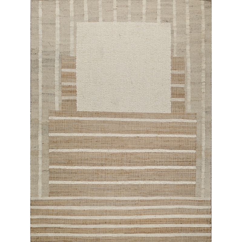 Pompano Flatweave Wool/Jute Ivory/Beige 6'x9' Area Rug