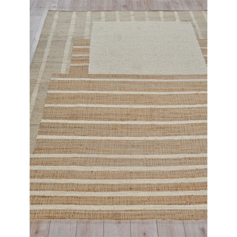 Pompano Flatweave Wool/Jute Ivory/Beige 9'x12' Area Rug