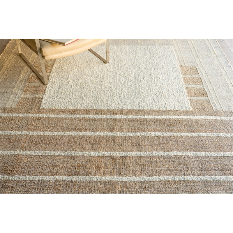 Pompano Flatweave Wool/Jute Ivory/Beige 9'x12' Area Rug