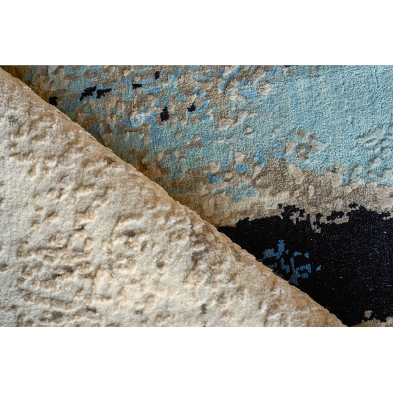 Picasso Hand-Knotted Wool/Silk Blue 9'x12' Area Rug