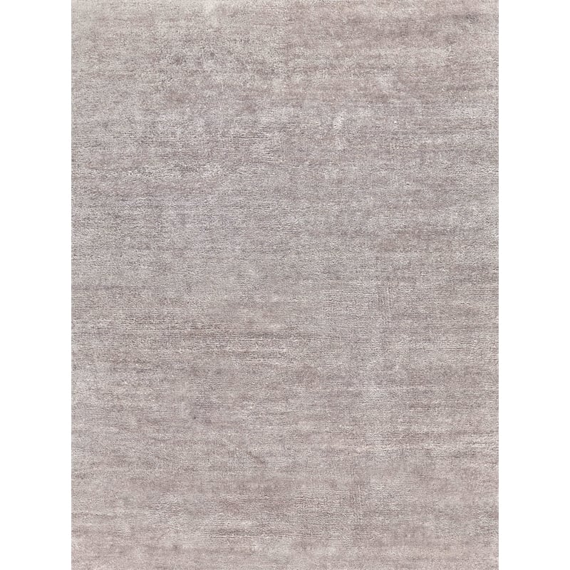 Plush Hand-Knotted Bamboo Silk/Mohair Light Silver 4'x6' Area Rug