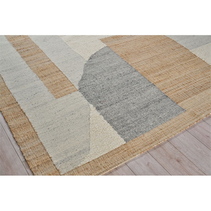 Pompano Flatweave Wool/Jute Ivory/Gray/Beige 10'x14' Area Rug