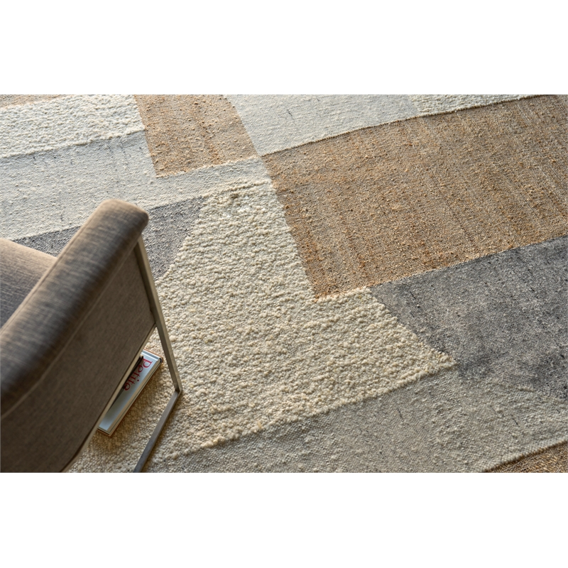 Pompano Flatweave Wool/Jute Ivory/Gray/Beige 10'x14' Area Rug