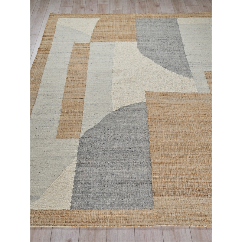 Pompano Flatweave Wool/Jute Ivory/Gray/Beige 12'x15' Area Rug