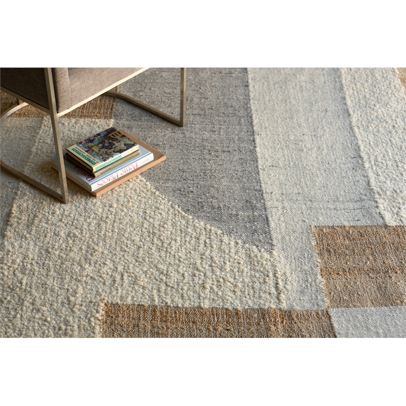 Pompano Flatweave Wool/Jute Ivory/Gray/Beige 12'x15' Area Rug