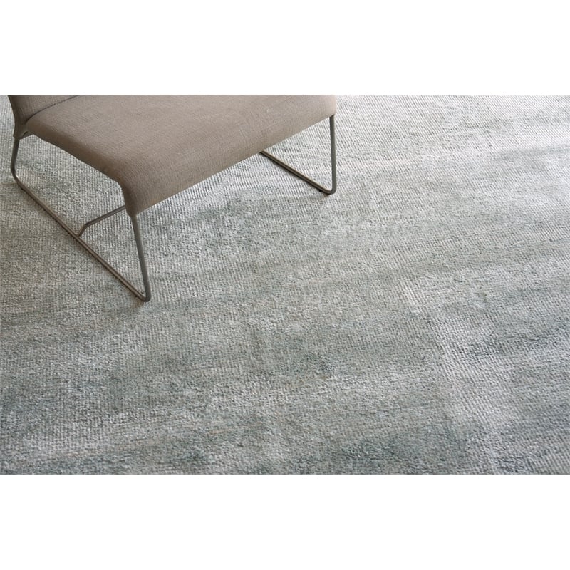Plush Hand-Knotted Bamboo Silk/Mohair Gray 12'x15' Area Rug