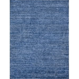 Plush Hand-Knotted Bamboo Silk/Wool Dark Blue 8'x10' Area Rug