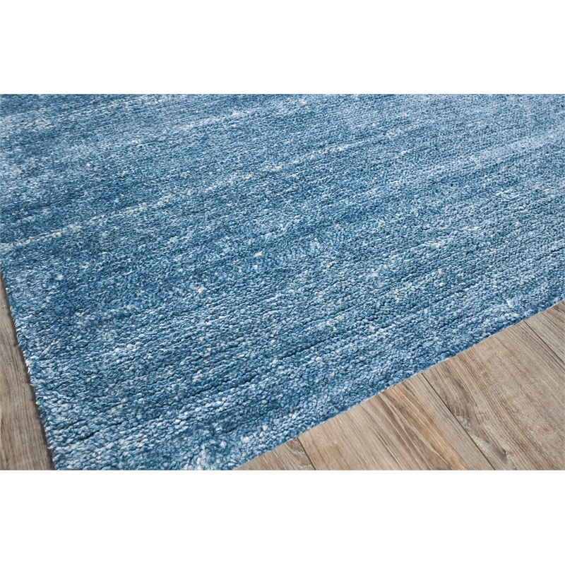 Plush Hand-Knotted Bamboo Silk/Wool Light Blue 10'x14' Area Rug