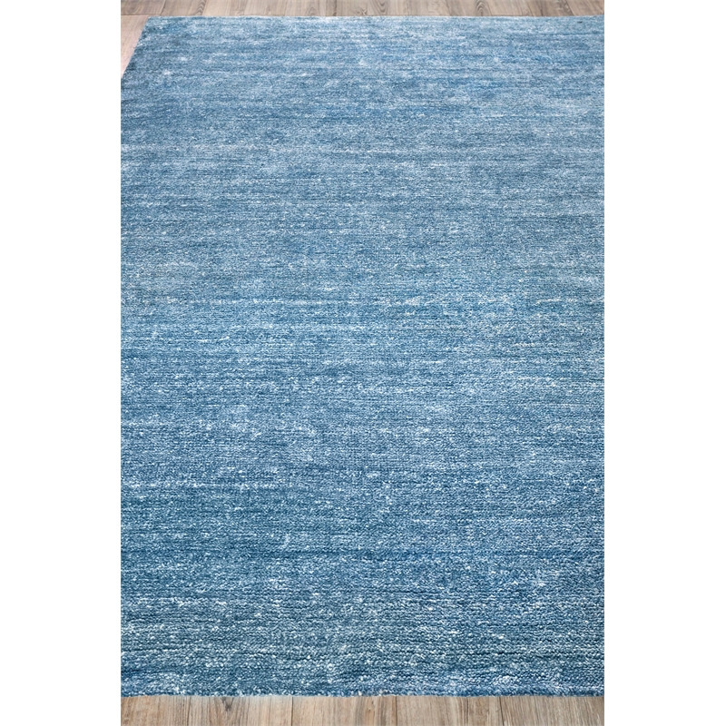 Plush Hand-Knotted Bamboo Silk/Wool Light Blue 10'x14' Area Rug