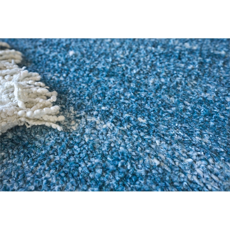 Plush Hand-Knotted Bamboo Silk/Wool Light Blue 2'x3' Area Rug