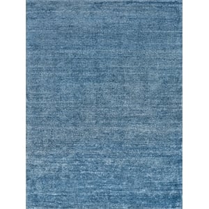 Plush Hand-Knotted Bamboo Silk/Wool Light Blue 2'x3' Area Rug