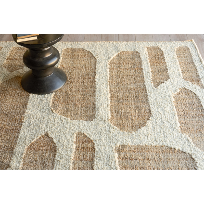 Pompano Flatweave Wool/Jute Ivory/Beige 8'x10' Area Rug