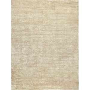 Plush Hand-Knotted Bamboo Silk/Mohair Gold 9'x12' Area Rug
