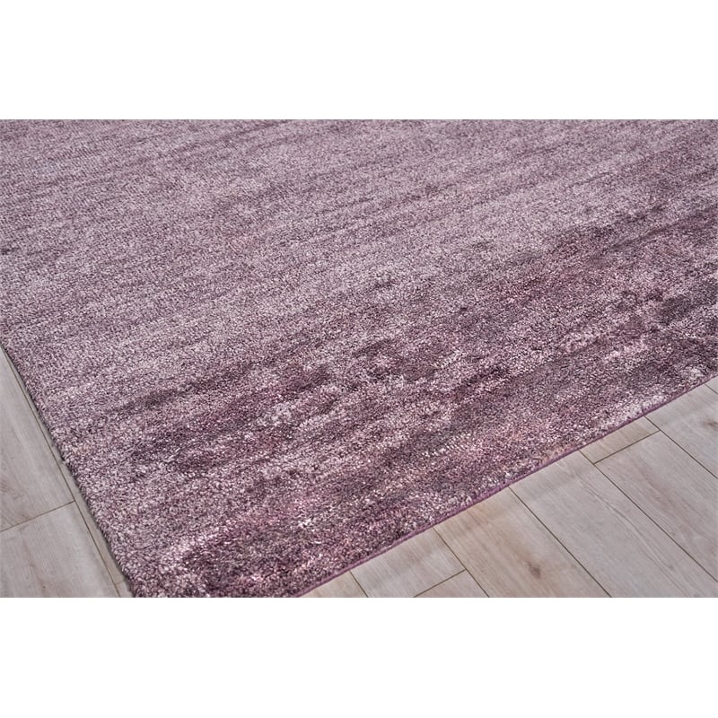 Plush Hand-Knotted Bamboo Silk/Mohair Deep Mauve 8'x10' Area Rug