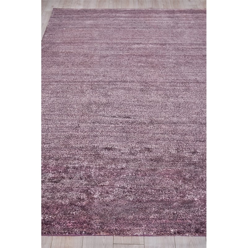 Plush Hand-Knotted Bamboo Silk/Mohair Deep Mauve 8'x10' Area Rug