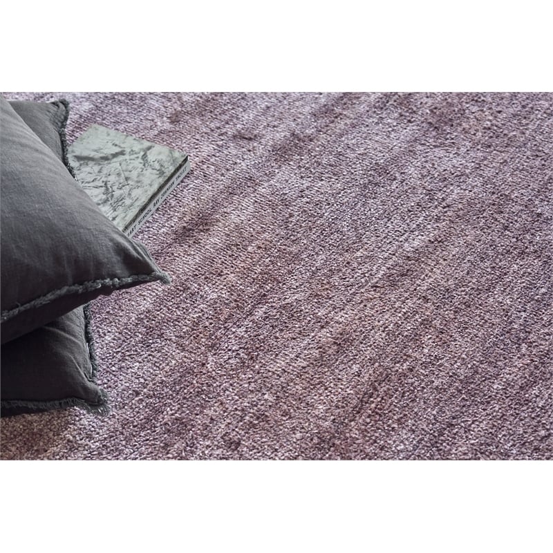 Plush Hand-Knotted Bamboo Silk/Mohair Deep Mauve 9'x12' Area Rug