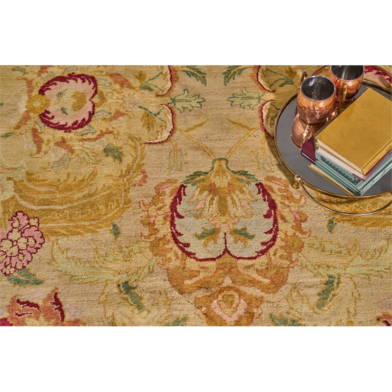 Polonaise Hand-Knotted New Zealand Wool Beige/Peach 14'x17'6